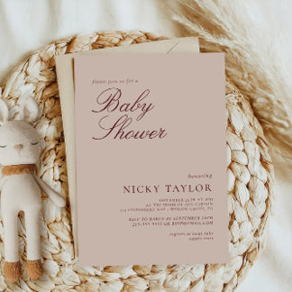 Invitación Baby Shower Pastel rosa minimalista