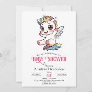 Invitación Baby Shower Pastel Simple Unicorn