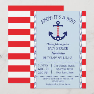 Invitación Baby Shower patriótico de Anchor Boy