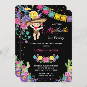 Invitación Baby Shower: Pequeño Muchacho Floral Mexicano 