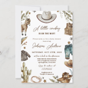 Invitación Baby Shower personal de Western CowBoy
