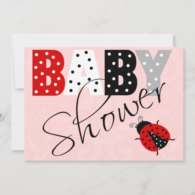 Invitación Baby Shower personalizada de Red Ladybu (Anverso)
