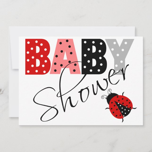Invitación Baby Shower personalizada de Red Ladybu (Anverso)