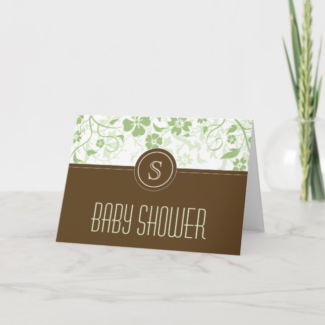 Invitación Baby Shower personalizada en monograma  (Anverso)