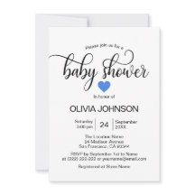 Baby Shower Personalizado Blue Heart White Boy