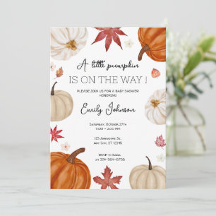 Invitación Baby Shower personalizado de calabaza otoñal