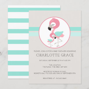 Invitación Baby Shower personalizado de Cute Flamingo Bird