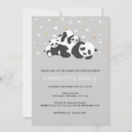Invitación Baby Shower personalizado de Cute Twin Panda