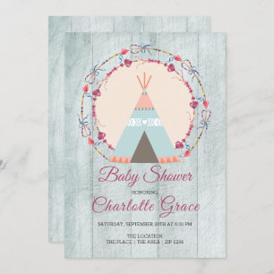 Invitación Baby Shower personalizado de la tribu Boho