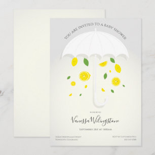 Invitación Baby Shower Personalizado de los Lemones Gris Blan