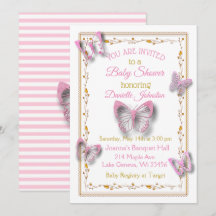 Baby Shower personalizado de mariposa para niñas