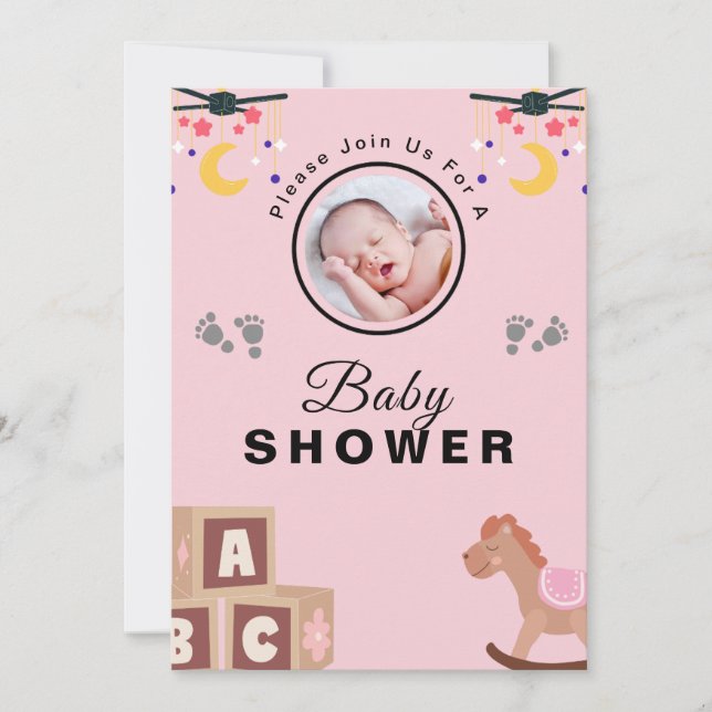Invitación Baby Shower Personalizado De Mensajes De Texto Y F (Anverso)