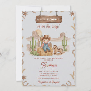 Invitación Baby Shower personalizado del vaquero occidental v