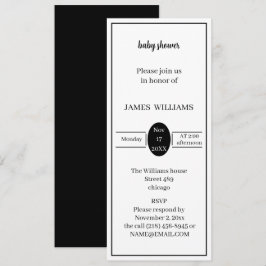 Invitación Baby Shower Personalizado Simple En Blanco Y Negro