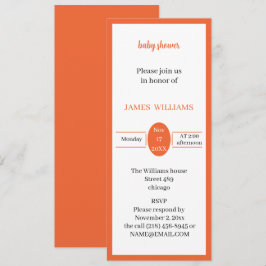 Invitación Baby Shower personalizado simple Naranja