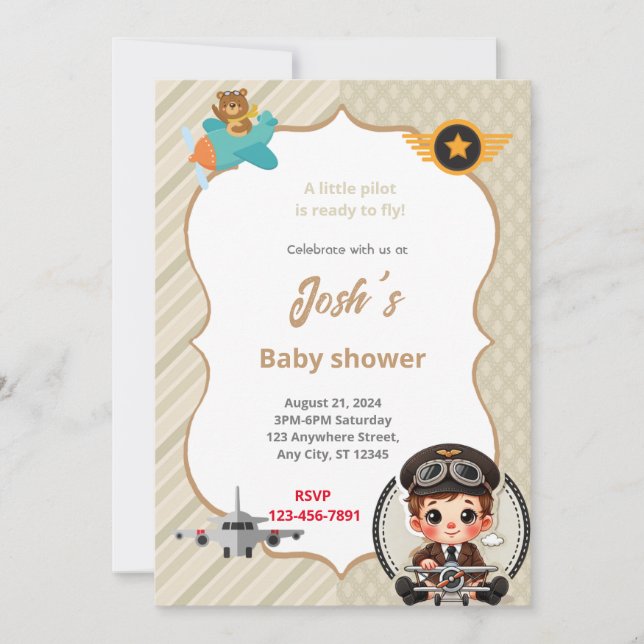 Invitación Baby Shower piloto (Anverso)
