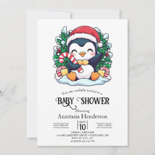 Invitación Baby Shower Pingüino Místico y Paradisíaco