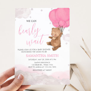 Invitación Baby Shower Pink Bearly Wait