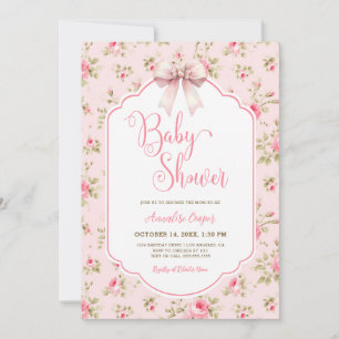 Invitación Baby Shower Pink Bow
