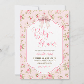 Invitación Baby Shower Pink Bow