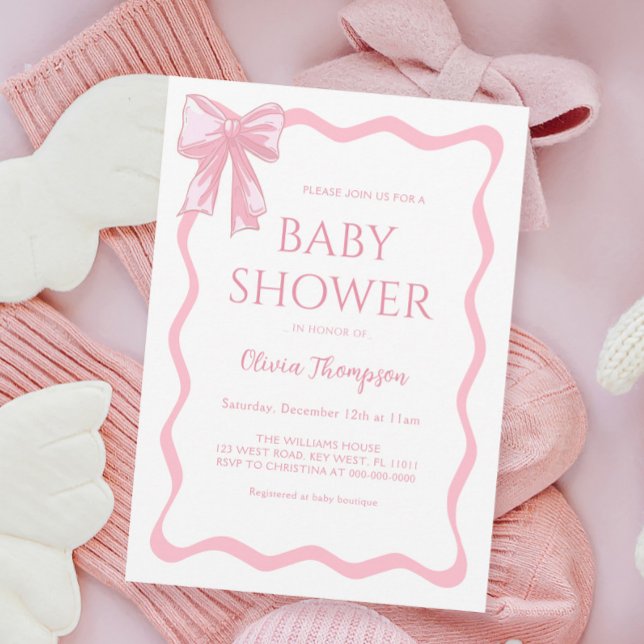 Invitación Baby Shower Pink Bow (Subido por el creador)