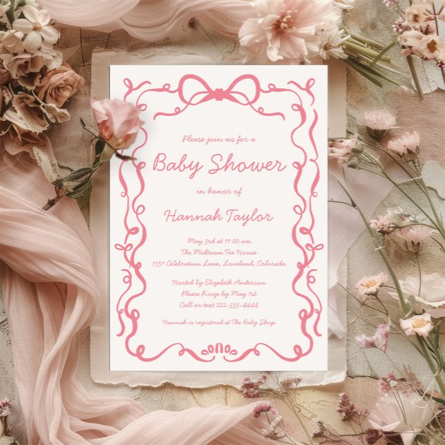 Invitación Baby Shower Pink Bow (Subido por el creador)