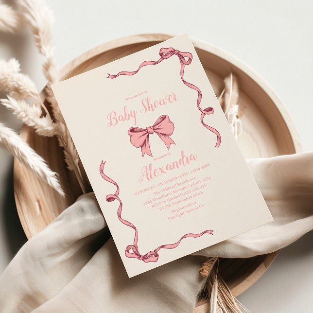 Invitación Baby Shower Pink Bow (Subido por el creador)