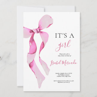 Invitación Baby Shower Pink Bow