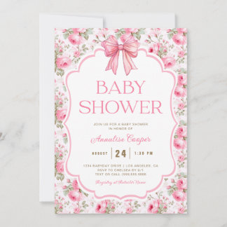 Invitación Baby Shower Pink Bow