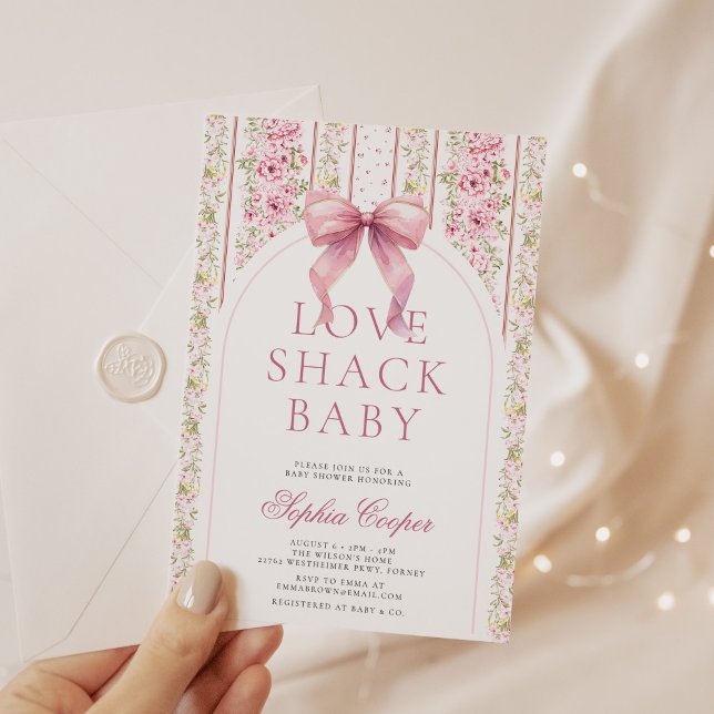 Invitación Baby Shower Pink Bow Love Shack (Subido por el creador)