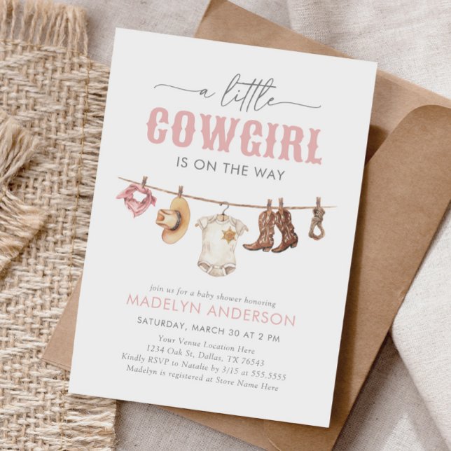 Invitación Baby Shower Pink Cowgirl (Subido por el creador)