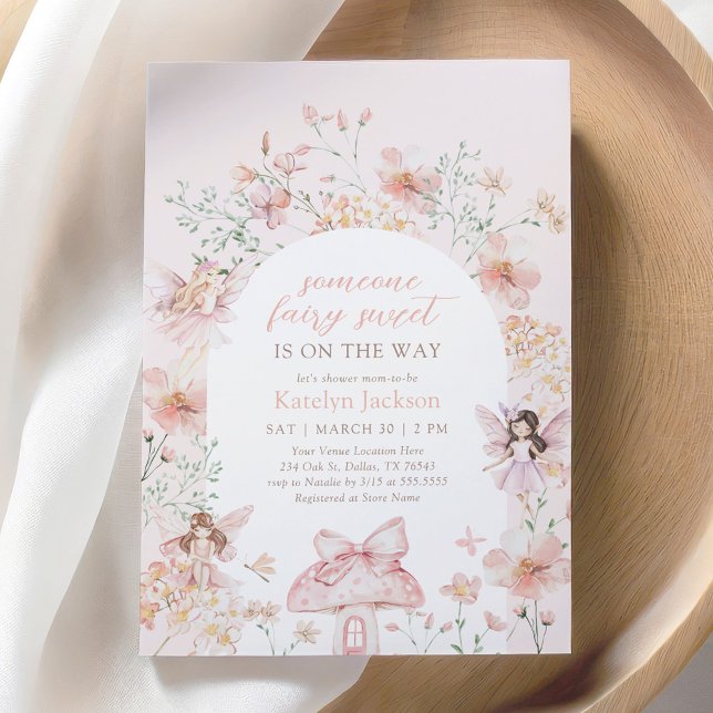 Invitación Baby Shower Pink Floral Fairy (Subido por el creador)