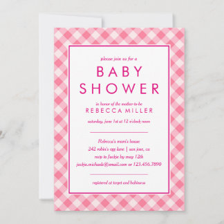 Invitación Baby Shower | Pink Gingham
