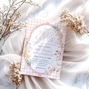 Invitación Baby Shower Pink Gingham, un Chica bobo