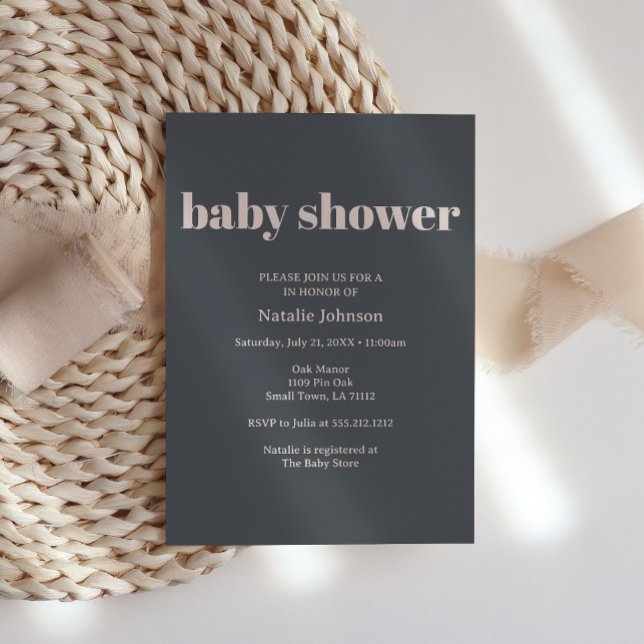 Invitación Baby Shower Pink Gray Boho Typography (Subido por el creador)