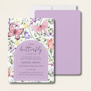 Invitación Baby Shower Pink Purple Butterfly Greeneration