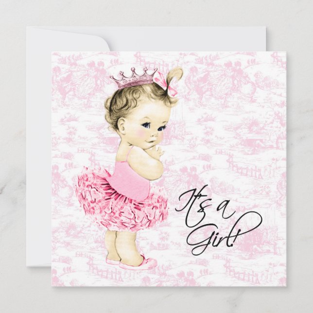 Invitación Baby Shower Pink Toile (Anverso)