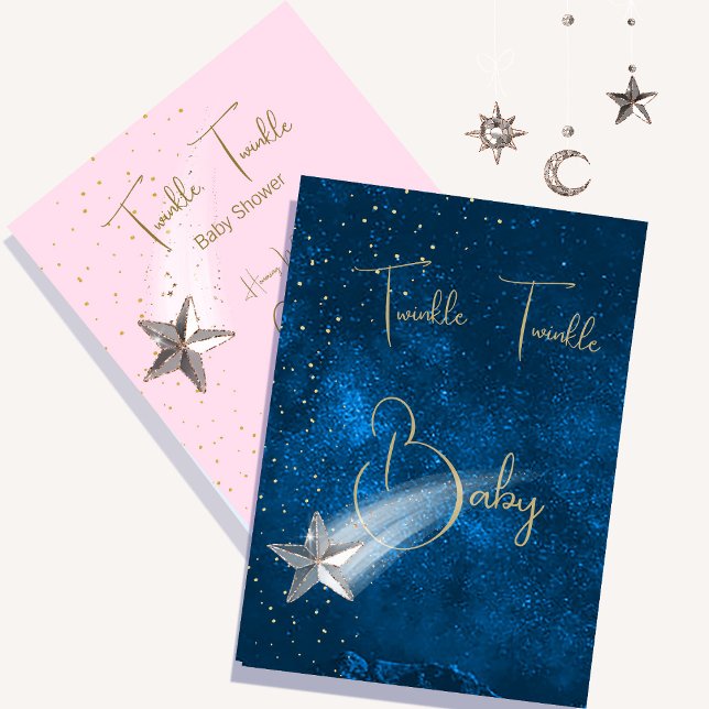 Invitación Baby Shower Pink Twinkle Twinkle Stars (Subido por el creador)