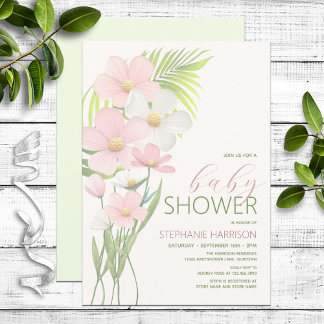 Invitación Baby Shower Pink Wildflower