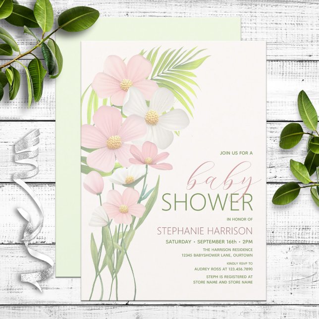 Invitación Baby Shower Pink Wildflower (Subido por el creador)