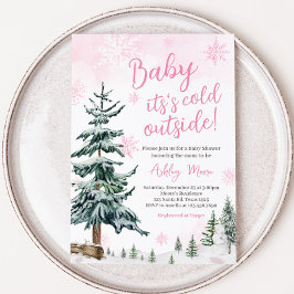 Invitación Baby Shower Pink Winter Wonderland
