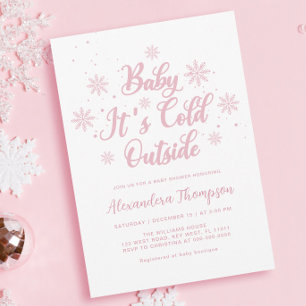 Invitación Baby Shower Pink Winter Wonderland