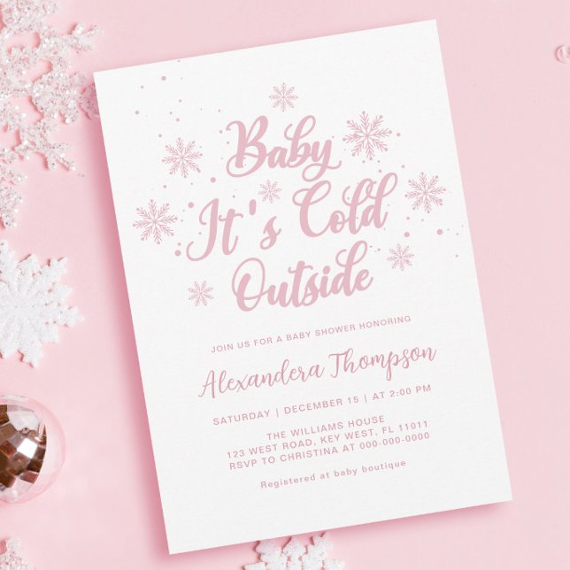 Invitación Baby Shower Pink Winter Wonderland (Subido por el creador)