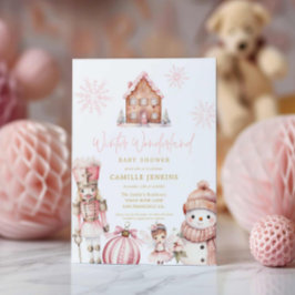 Invitación Baby Shower Pink Winter Wonderland