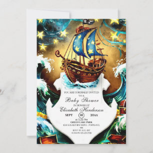 Invitación Baby Shower pirata náutico