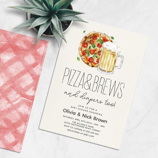 Invitación Baby Shower Pizza and Beer Casual Couples (Subido por el creador)