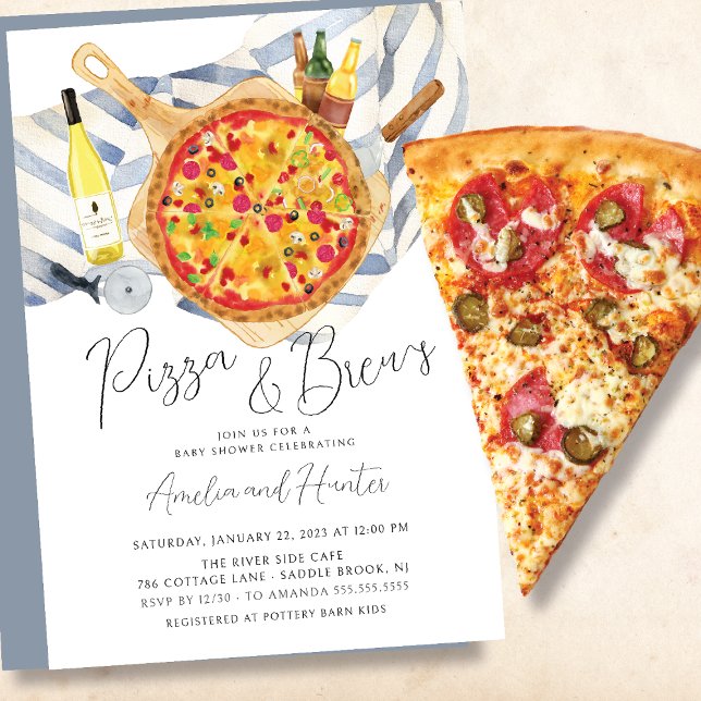Invitación Baby Shower Pizza & Brew Couples (Subido por el creador)