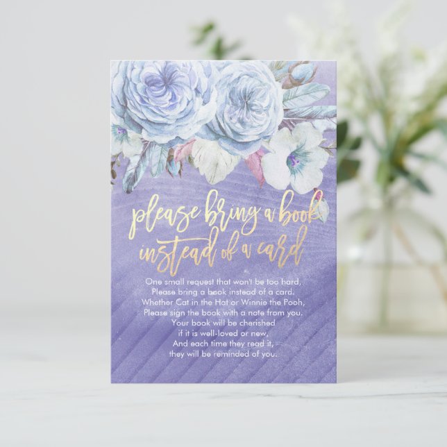 Invitación Baby Shower Please Bring a Book Instead of a Card (Anverso de pie)