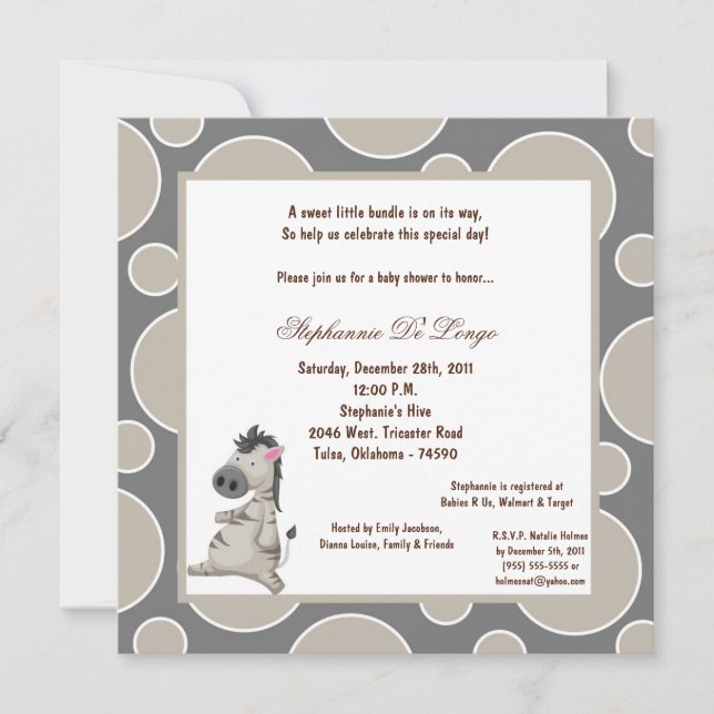Invitación Baby Shower Pok a Dot 5 x 7 (Anverso)