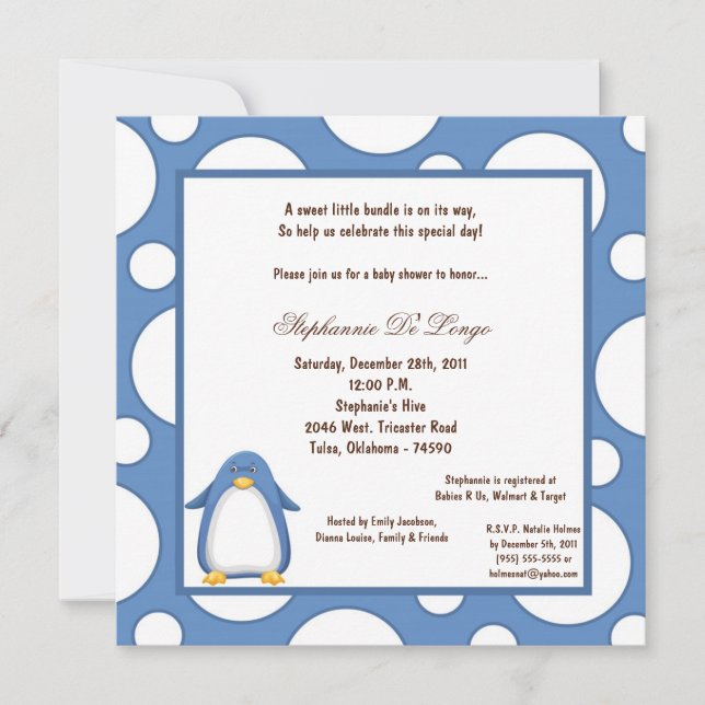 Invitación Baby Shower Pok a Dot de 5x7 (Anverso)